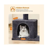 Cozito 26.4-Inch Cat Tower with 2 Cat Caves, Scratching Posts, Compact Indoor Cat Tree
