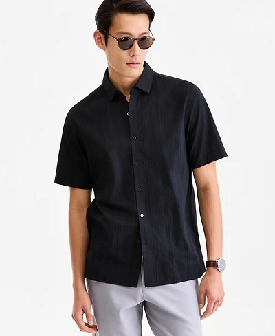 Alfani Men's Short-Sleeve Solid Texture Shirt, Macy's Exclusive