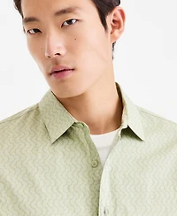 Alfani Men's Long-Sleeve Crescent Dots Poplin Shirt, Macy's Exclusive