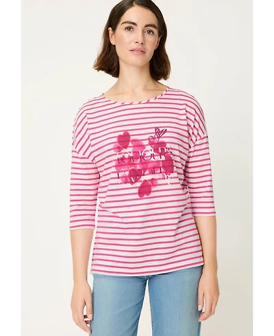 Olsen Women's Stripe & Hearts Print T-Shirt