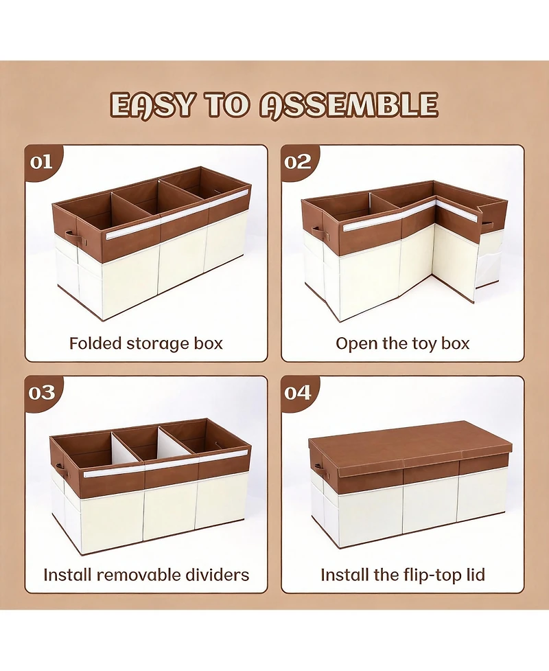 Yigii Extra Large Collapsible Storage Chest with Handles for Toys and Clothes