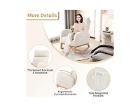 Slickblue Upholstered Nursery Rocking Chair with Natural Wood Frame