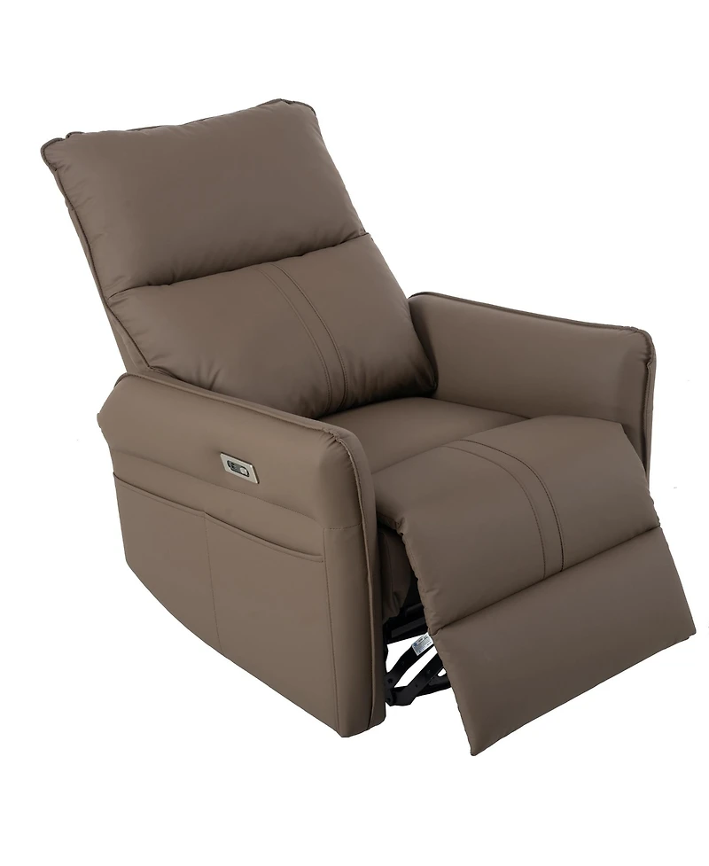 Clihome 270° Swivel Power Recliner Chair with Usb Charging,Overstuffed Rocking Recliner,Pu Glider for Living