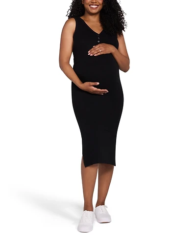 Motherhood Maternity Sleeveless Henley Racerback Midi Dress