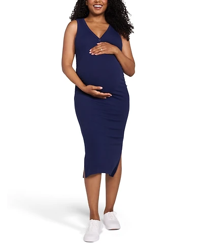 Motherhood Maternity Sleeveless Henley Racerback Midi Dress