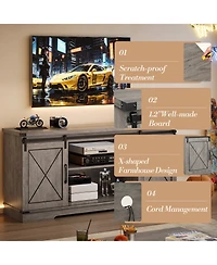 Gaomon 59" Farmhouse Tv Stand for 65" TVs, Media Console with Sliding Barn Doors & Adjustable Shelves