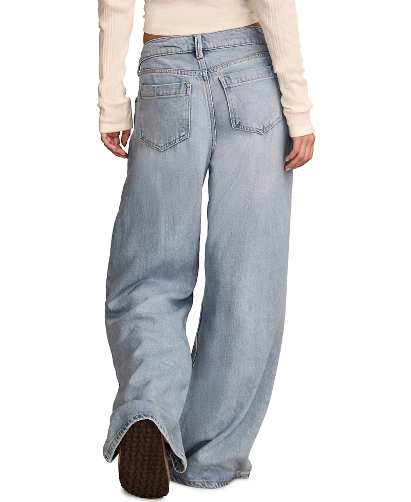 Lucky Brand Women's Wide Leg Pleated Liquid Denim Luxe Palazzo Jeans