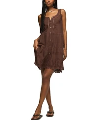 Lucky Brand Women's Embroidered Drop Waist Mini Dress