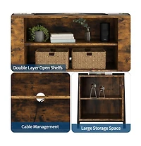 Gaomon Tv Stand with Adjustable Open Shelves & Slanted Metal Legs, Industrial Modern Style, Fit for 55 Inch TVs