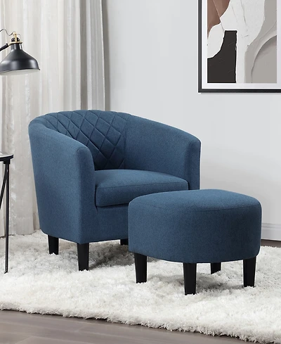 Convenience Concepts 27.75" Polyester Roosevelt Accent Chair with Ottoman