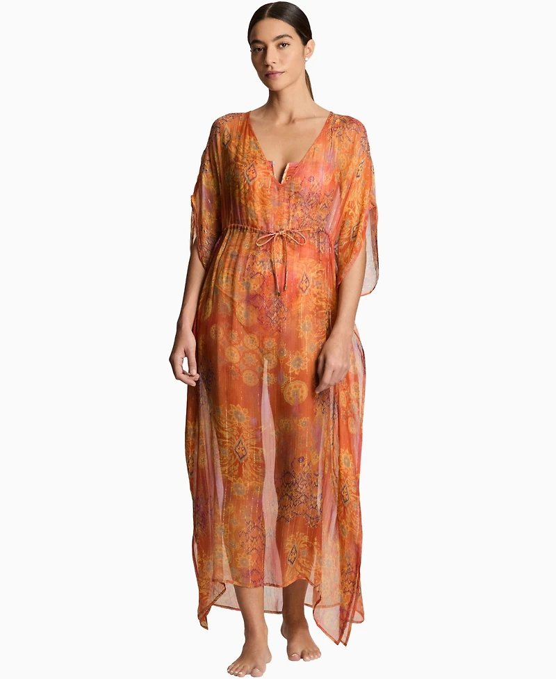 Lauren Ralph Women's Midi Caftan Swim Cover-Up