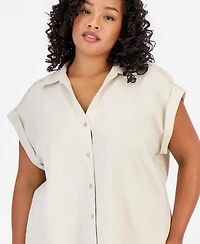 Jones New York Plus Cuffed-Sleeve Blouse