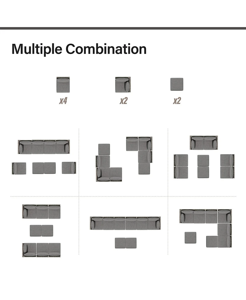 Decksplore 8 Piece Outdoor Sectional Sofa Pe Rattan Patio Conversation Sets, All Weather Patio Furniture Set
