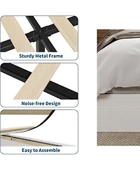 Gaomon Twin- Solid Wood Platform Bed Frame, Floor-Standing, Modern Minimalist, Sturdy Slats