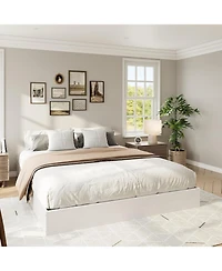 Gaomon Wood Platform Bed Frame, Solid Wood, No Headboard, Floor-Standing, Sturdy Slat Support, Box Spring Needed, Walnut