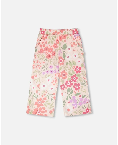 Deux par Big Girls French Terry Pants Printed Flowers