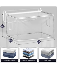 Sorbus Pack Foldable Large Clear Plastic Bags with Zipper & Carry Handles - Great for Clothes, Blankets, Closets, Bedrooms