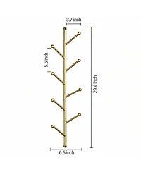 Yigii 8-Branch Wall Mounted Metal Coat Rack with Gold Finish for Hats, Coats, Bags