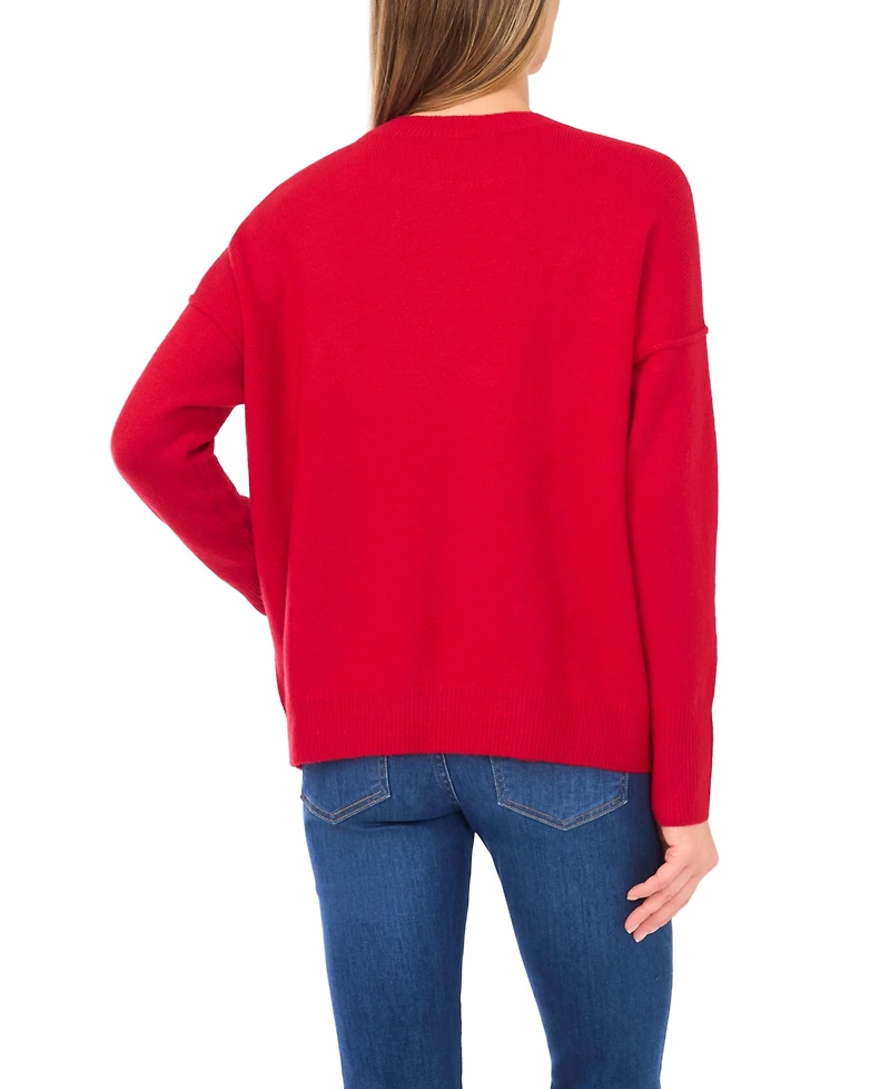 CeCe Women's Cursive Love Embroidered Sweater