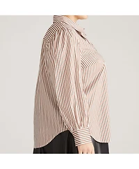 Universal Standard Plus Janet Tie-Neck Cotton Poplin Shirt
