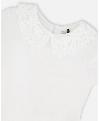 Deux par Girl T-Shirt with Crochet Peter Pan Collar Toddler|Child