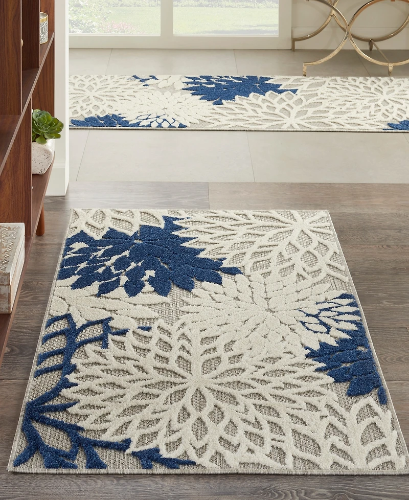 Nourison Home Aloha ALH05 Ivory and Navy 2'8" x 4' Outdoor Area Rug