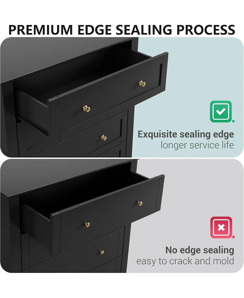 gaomon Drawers Dresser for Bedroom, Farmhouse Tall Wood Chest of Drawers for Clothes, Big Storage Dressers Organizer