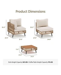 Decksplore 7 Pieces Outdoor Sectional Sofa Set All-Weather Pe Wicker Rattan Patio Conversation with Thick Cushions Furniture