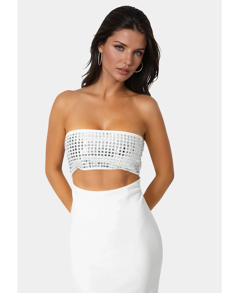 Bebe Women's Embellished Strapless Column Maxi Dress