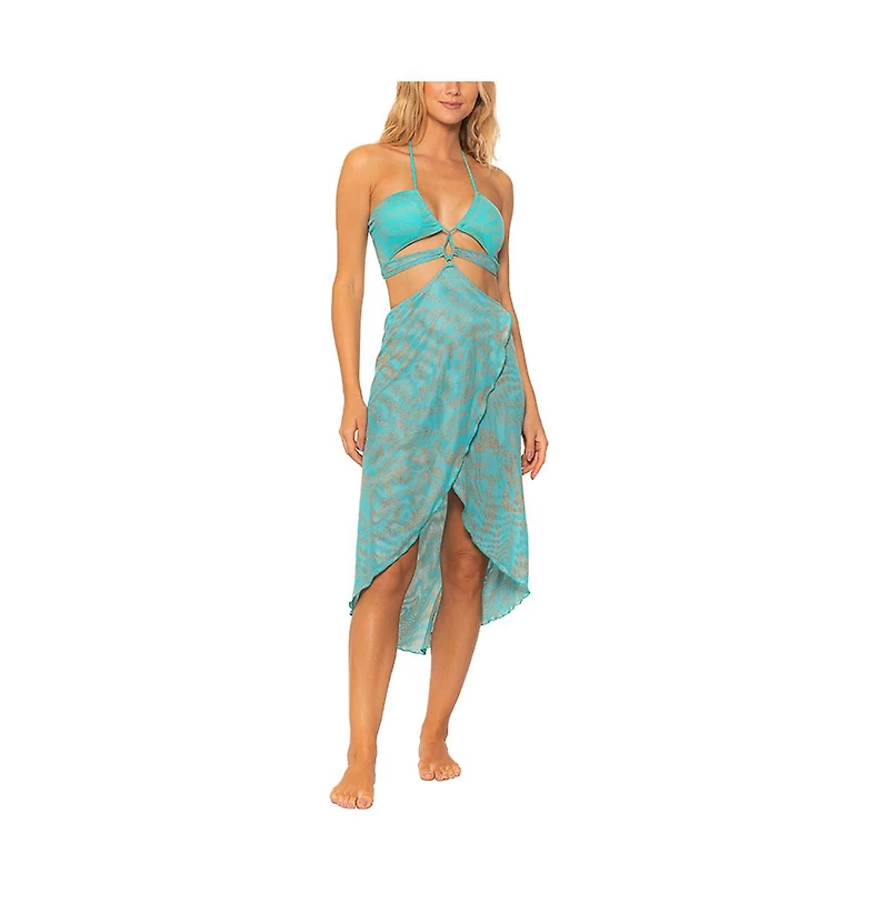 Guria Beachwear Women's Mesh Halter Cut-out High-Low Dress Cover-up