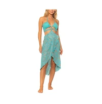 Guria Beachwear Women's Mesh Halter Cut-out High-Low Dress Cover-up