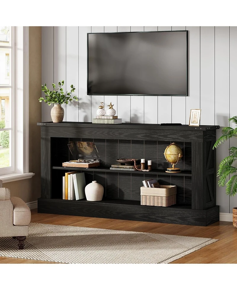 Tribesigns 63-Inch Long Console Table for Entryway, Narrow Farmhouse Sofa Table with Shelves