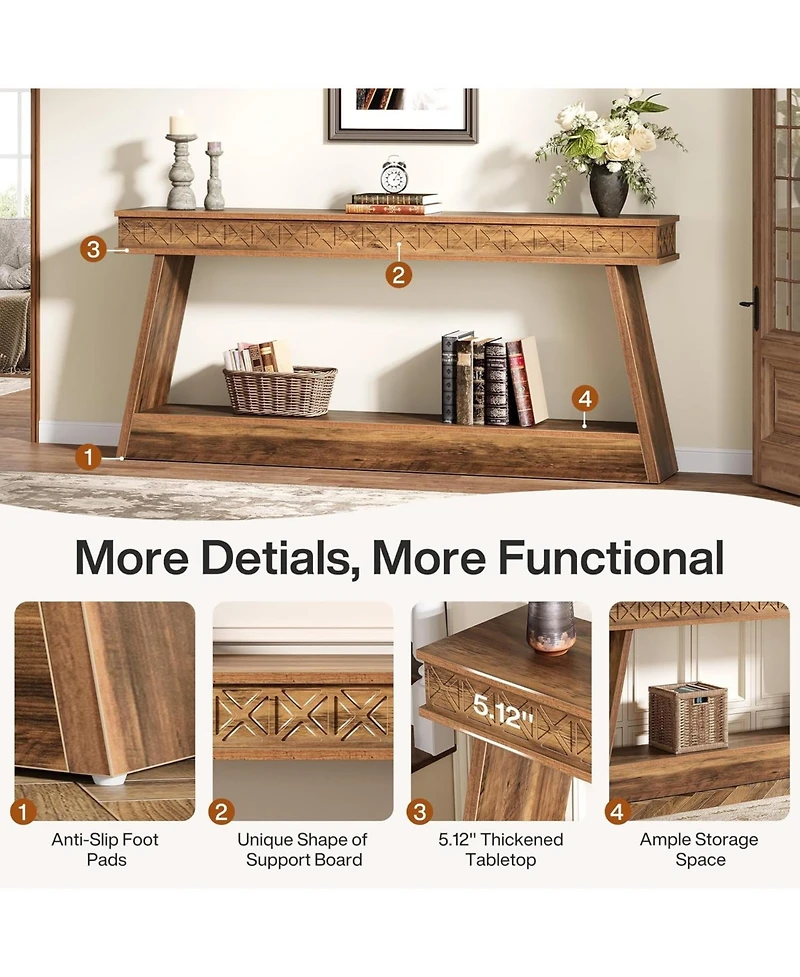 Tribesigns Farmhouse Console Table, Wood 70.9 Inch Extra Long Entryway Table with Storage, Narrow Long Sofa Tables Behind Couch