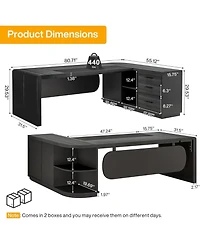 Tribesigns 81-Inch L-Shaped Office Desk, Large Commercial Desk with Drawers and File Cabinet, Modern Professional Business Furniture
