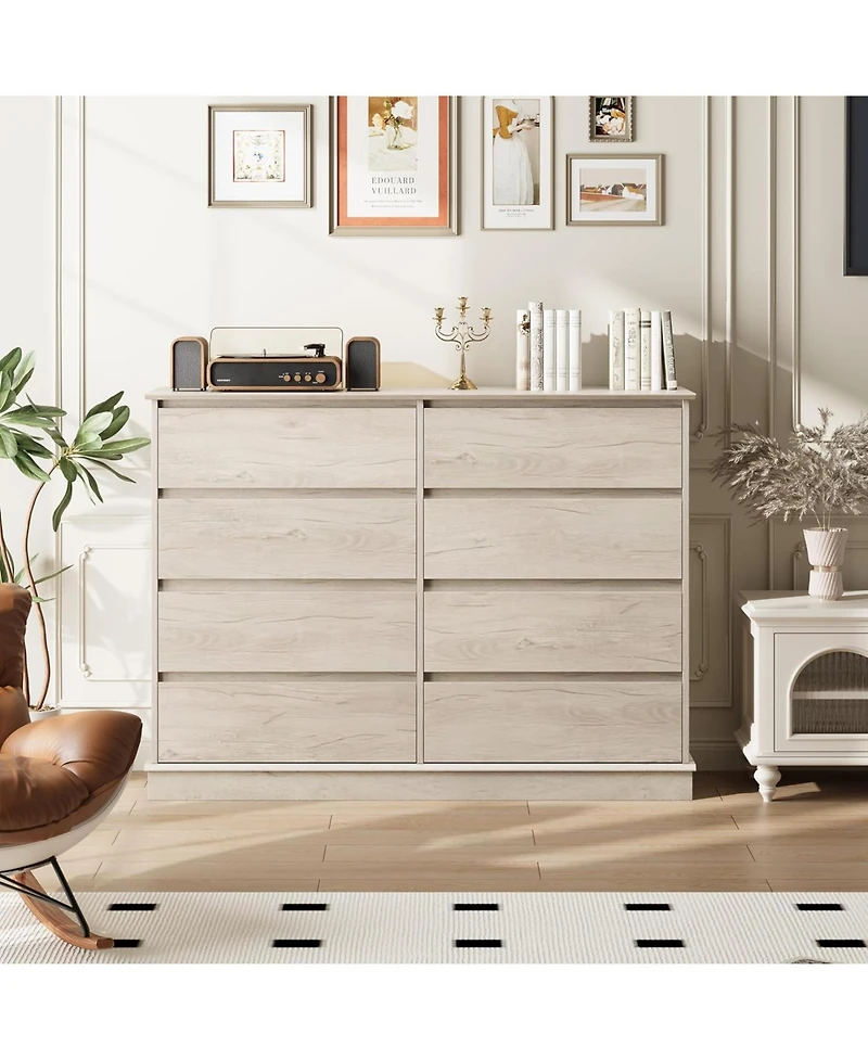 gaomon 8 Drawer Fabric Deep Drawer Double Dresser with Wide Top, Bedroom Chest of Drawers