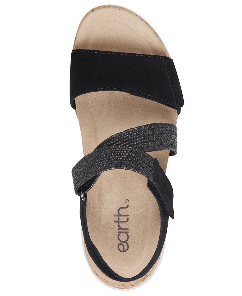 Earth Women's Reston Strappy Low Wedge Sandals