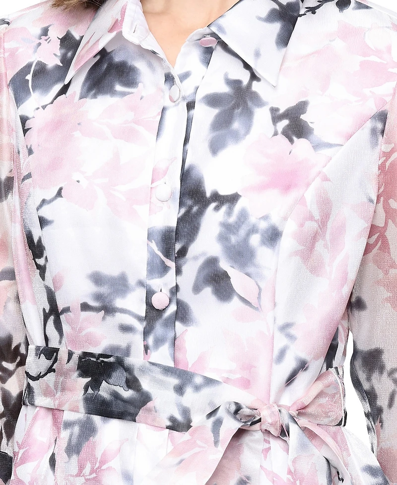 Alex Evenings Petite Printed Collared Top