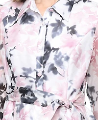 Alex Evenings Petite Printed Collared Top