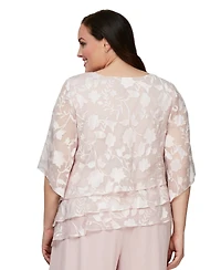 Alex Evenings Plus Size 3/4-Sleeve Scoop Neck Top
