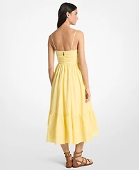 Michael Kors Women's V-Neck Poplin Fit & Flare Midi Dress