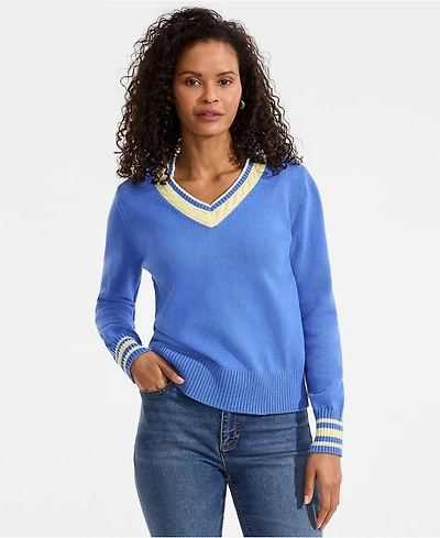 Lands' End Women's Drifter Set Sleeve Vneck Sweater