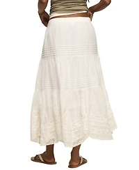 Lucky Brand Women's Lace Trim Mix Midi Skirt