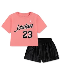 Jordan Girls' 4T-6X Flowy Durasheen Crewneck T-Shirt and Shorts, 2-Piece Set