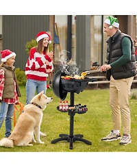 Ecooso Electric Bbq Grill 1200W Indoor Outdoor Grill with 2-Zone Non-Stick Grilling Plate