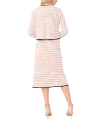 CeCe Women's Crochet Detail Long-Sleeve Crew Neck Cardigan