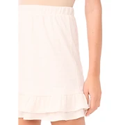CeCe Women's Double Ruffle Pull-On Mini Skirt