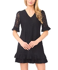 CeCe Women's Lace Detail V-Neck Shift Dress