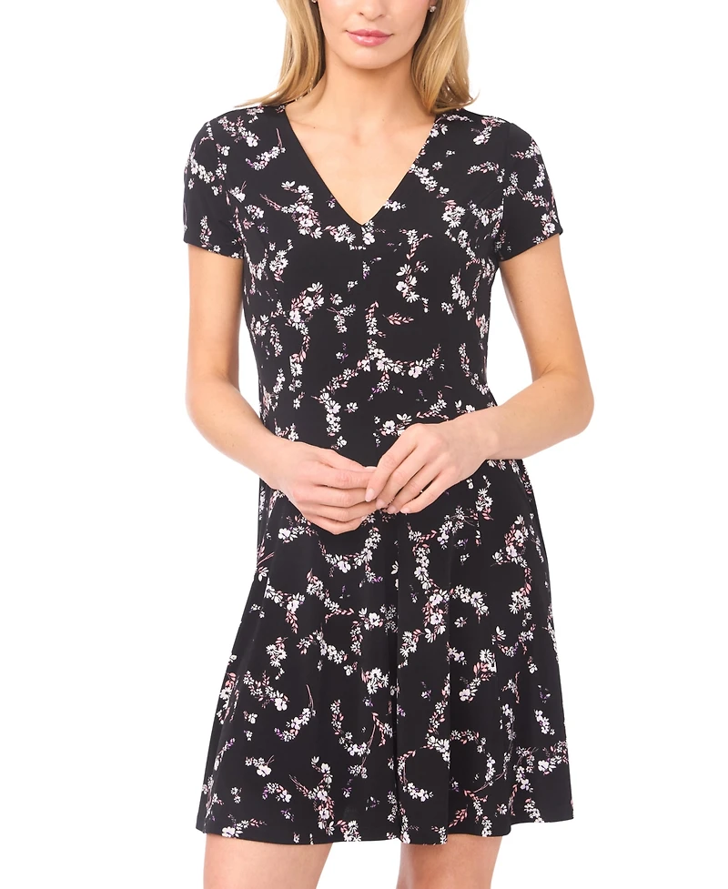 CeCe Women's Princess Seam V-Neck Knit Dress