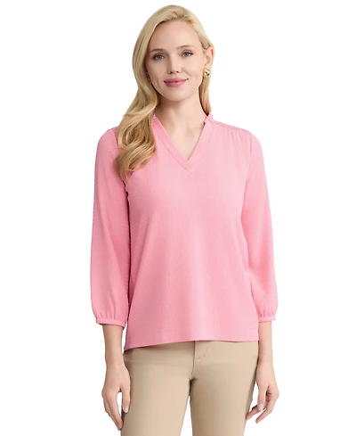 Jones New York Women's V-Neck Crinkle Top