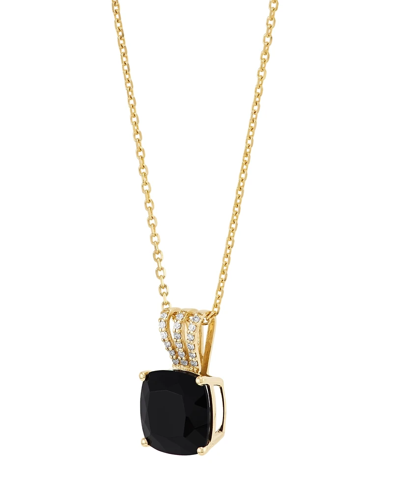 Macy's Onyx (2-5/8 ct. t.w.) and Diamond Accent Necklace in 10k Yellow Gold
